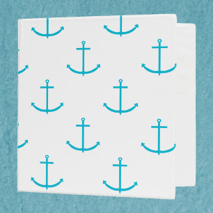 Classeur Motif Turquoise Ancre