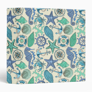 Classeur Motif turquoise d'animaux de mer