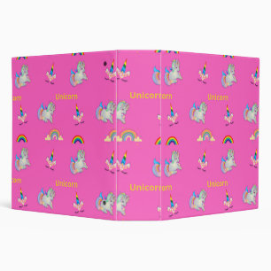 Classeur Motif Unicorne rose