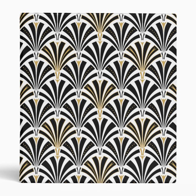Classeur Motif ventilateur Art déco - noir et blanc (Devant)