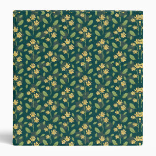 Classeur Motif vert vibrant avec fleurs jaunes et feuilles