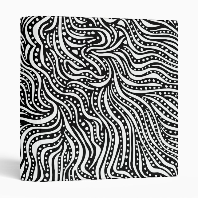 Classeur Motion sur l'eau v2 (1 po) - Blanc sur noir (Devant/Côté)