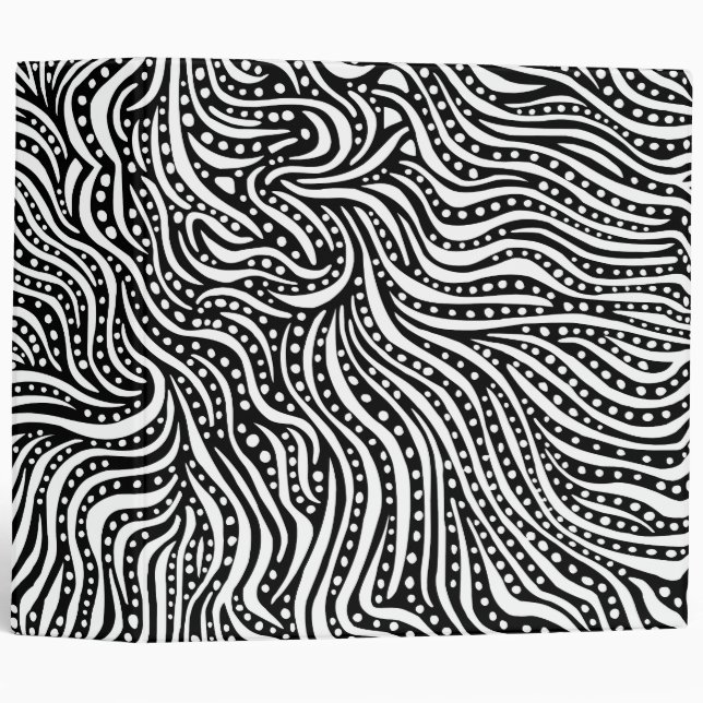 Classeur Motion sur l'eau v2 (2 po) - Blanc sur noir (Devant/Côté)