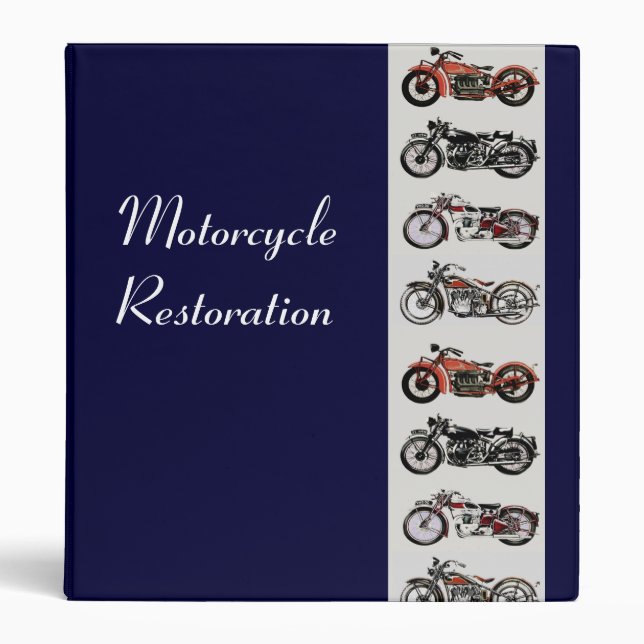 Classeur MOTORCYCLE RESTAURATION bleu gris rouge (Devant)