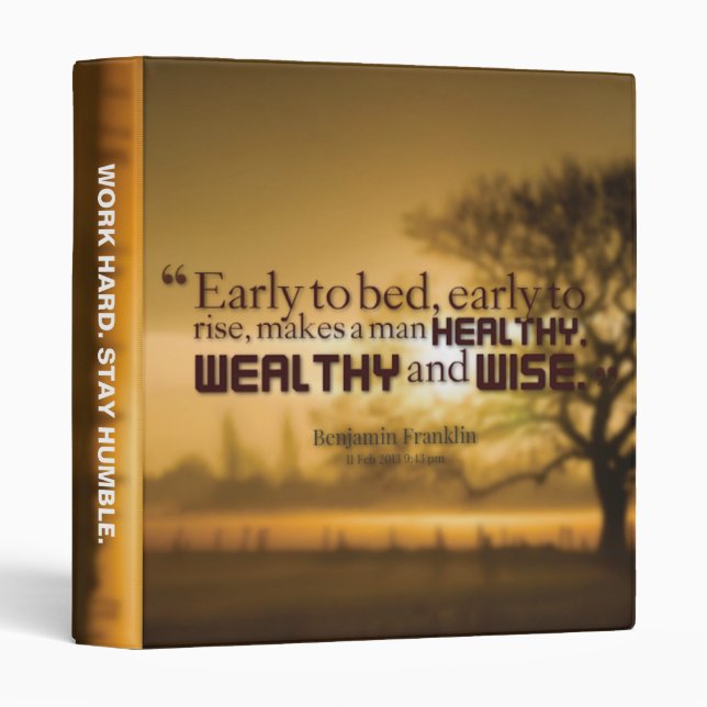 Classeur Mots Motivationnels - Citation Benjamin Franklin (Devant/Côté)