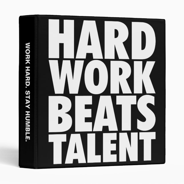 Classeur Mots Motivationnels - Travail Dur bat Talent (Devant/Côté)