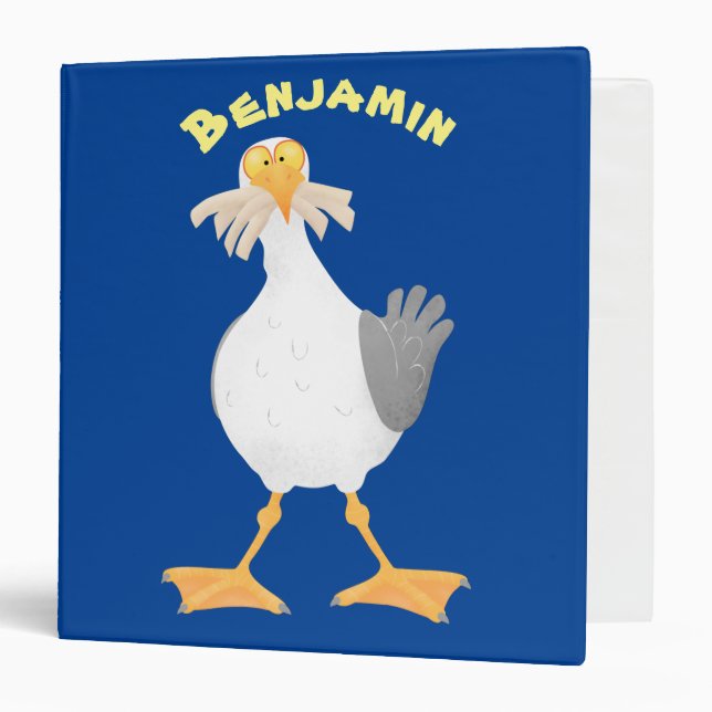Classeur Mouette drôle avec frites dessin animé (Devant/Intérieur)