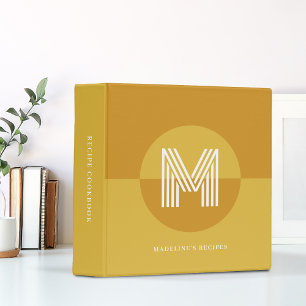 Classeur Moutarde jaune géométrique Monogramme Recette de c
