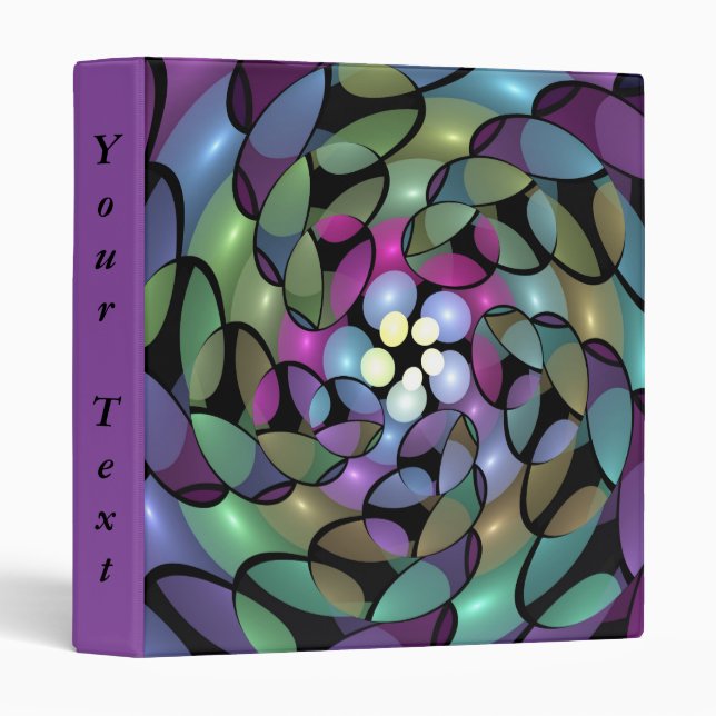 Classeur Mouvements colorés Texte Abstrait Fractal Trippy (Devant/Côté)