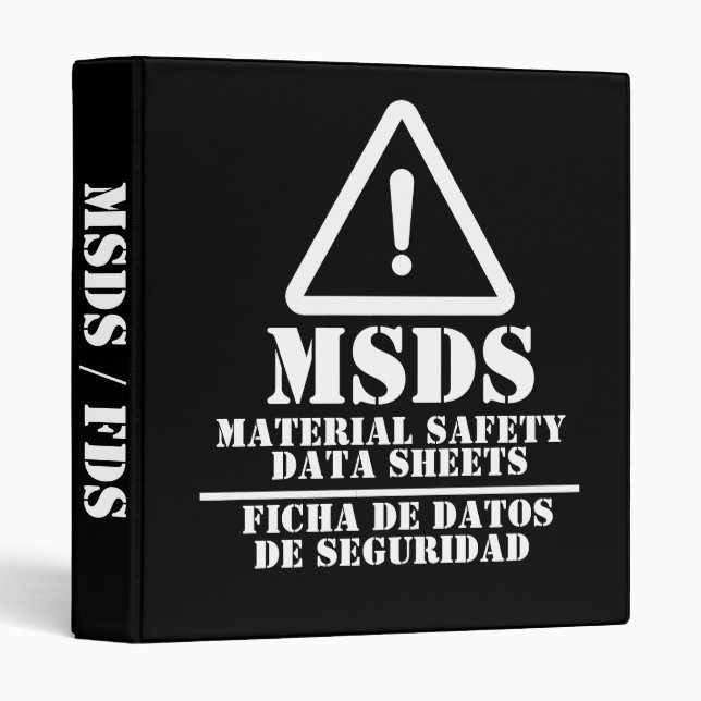 Classeur MSDS / FDS en anglais et en espagnol noirs (Devant/Côté)