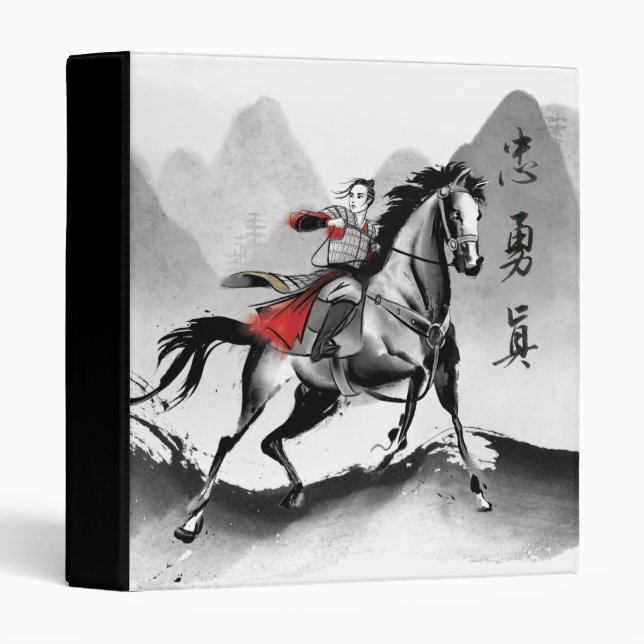 Classeur Mulan En Armor Riding Vent Noir Aquarelle (Devant/Côté)