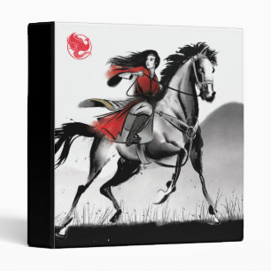 Classeur Mulan Riding Vent Noir encadré Aquarelle