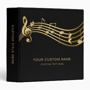 Classeur Music Teacher&Student Black Gold Notes Élégant