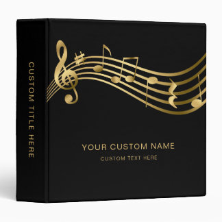 Classeur Music Teacher&Student Black Gold Notes Élégant