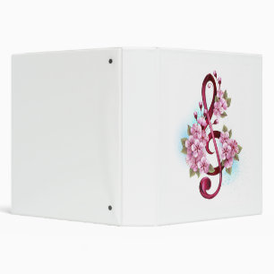Classeur Musical treble clef notes with sakura flowers