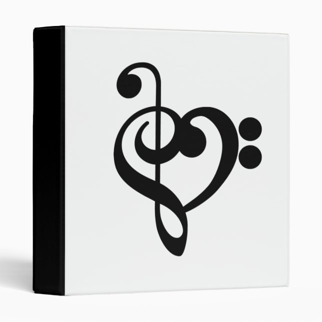 Classeur Musicien Coeur de musique - Treble Bass Clef (Devant/Côté)