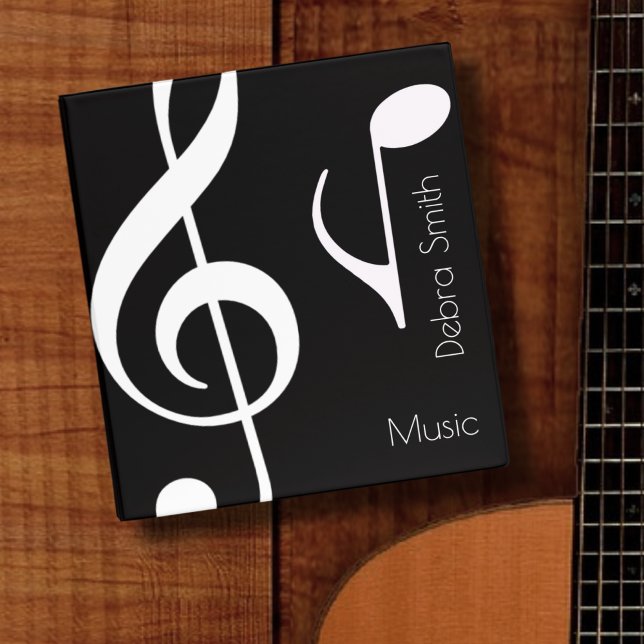 Classeur Musique cool Noir / Blanc (notes musicales) (Créateur téléchargé)