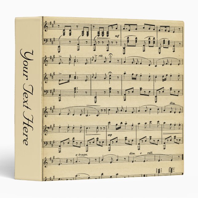 Classeur Musique de feuille antique personnalisée (Devant/Côté)