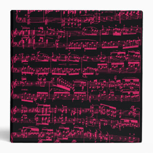 Classeur Musique de feuille classique rose au néon