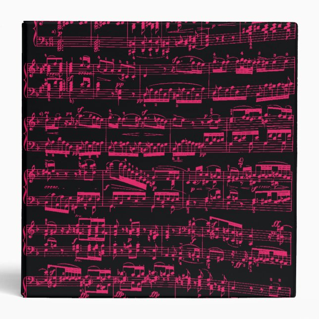 Classeur Musique de feuille classique rose au néon (Devant)
