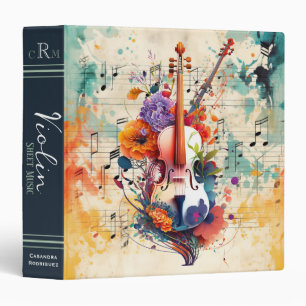 Classeur Musique de feuille personnalisée de monogramme vio