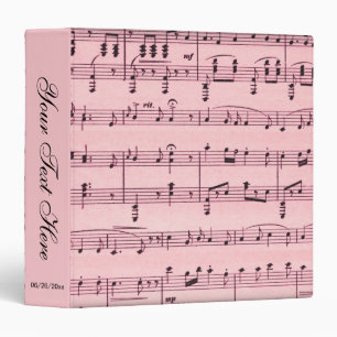 Classeur Musique en feuille rose personnalisée
