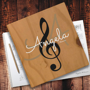 Classeur Musique Monogramme sur image de bois, mes chansons