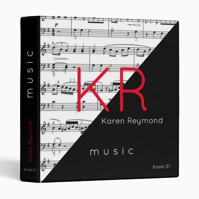 Classeur musique/notes musicales musique (Devant/Côté)