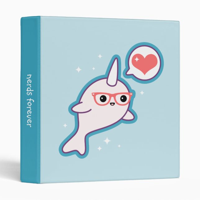 Classeur Narwhal nerd mignon (Devant/Côté)