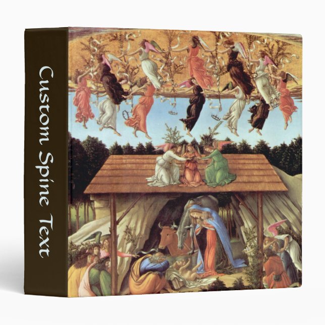 Classeur Nativité de Noël, Naissance du Christ par Botticel (Devant/Côté)