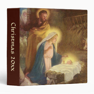 Classeur Nativité de Noël Vintage, Marie Joseph Bébé Jésus