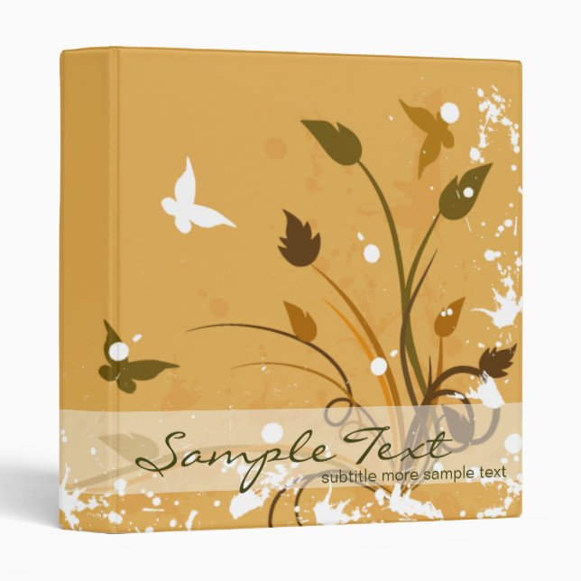 Classeur Nature orange de papillon (Devant/Côté)