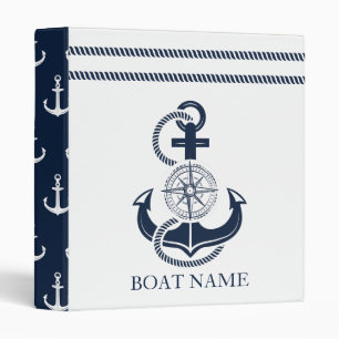 Classeur Nautical Blue Ancre Nom du bateau