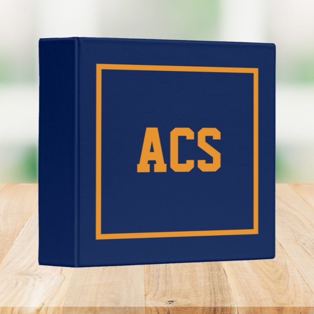 Classeur Navy Blue and Orange School Colors and Letters (In Situ)