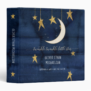 Classeur Navy Twinkle Little Star Wood Gold Boy Baby Book