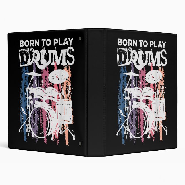 Classeur Né Pour Jouer Drumming Rock Music Band Drumme (Arrière-plan)