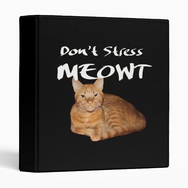 Classeur Ne stress pas Meowt - Orange Chat me stress Out (Devant/Côté)
