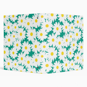 Classeur Négative Space Daisies blanc jaune sur vert