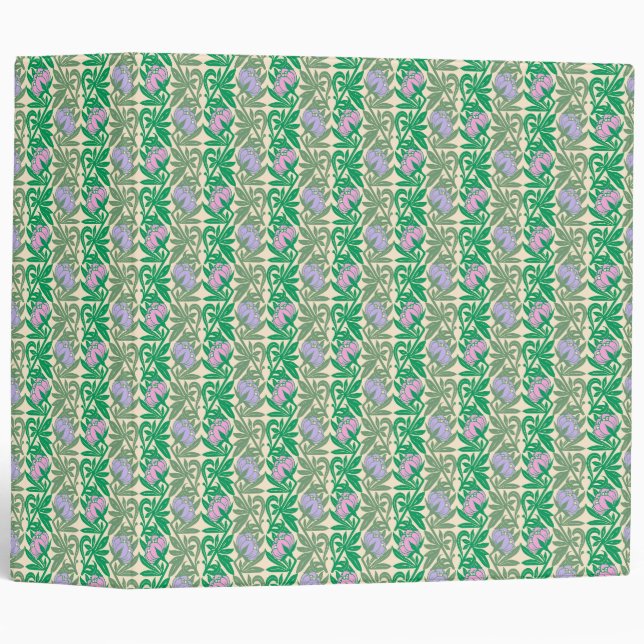 Classeur Nénuphars rose Art Nouveau damas (Devant/Côté)