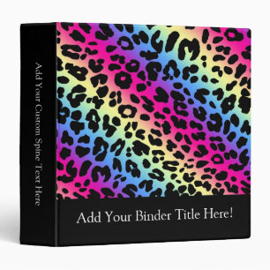 Classeur Neon Rainbow Leopard Motif Imprimer