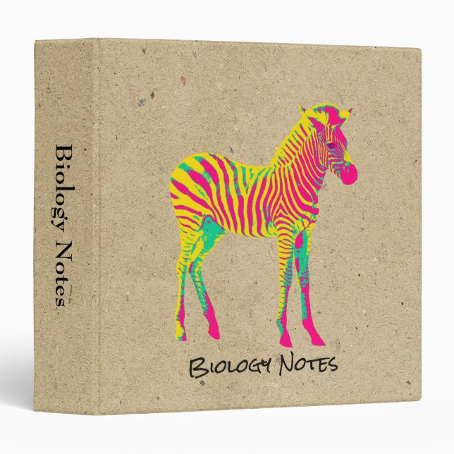 Classeur Neon Zebra Baby Animal Psychedelic Funky Retro (Devant/Côté)