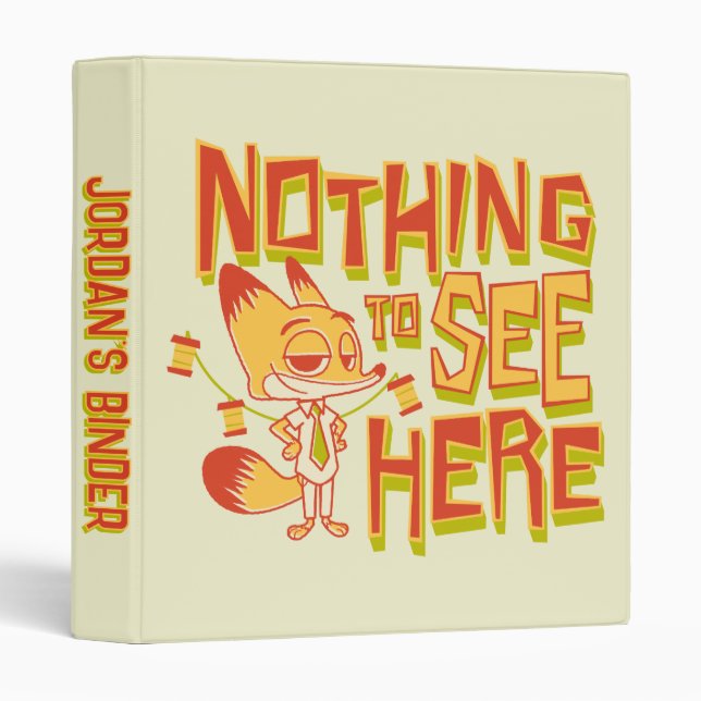 Classeur Nick Wilde - Nothing To See Here (Devant/Côté)