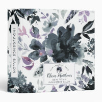 Nocturne Floral Aquarelle Marine Monogramme