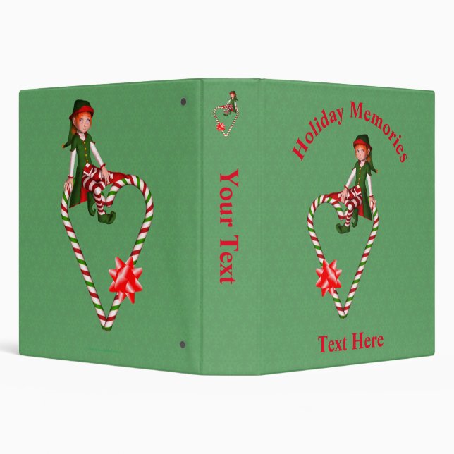 Classeur Noël Fille Elf Coeur Vacances Personnalisées (Arrière-plan)