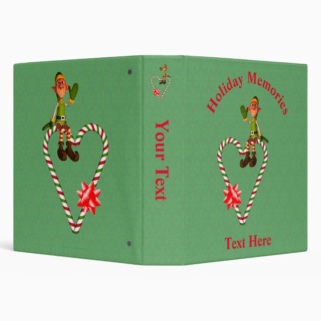 Classeur Noël Garçon Elf Coeur Vacances Personnalisées (Arrière-plan)