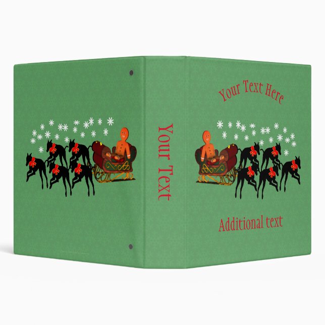 Classeur Noël Greyhounds Sleigh Personnalisé (Arrière-plan)