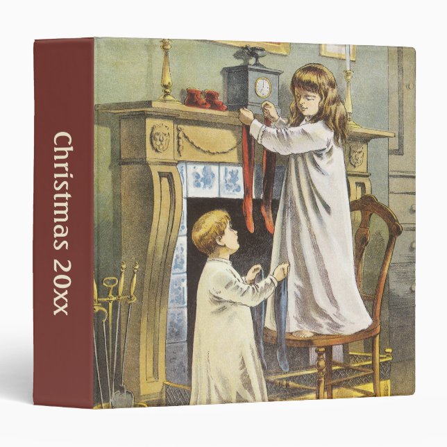 Classeur Noël victorien, Bas de Noël pour enfants (Devant/Côté)
