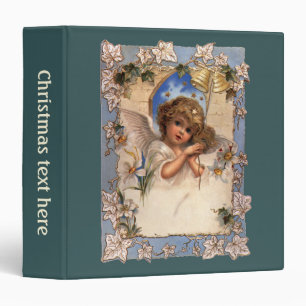 Classeur Noël vintage, ange victorien avec cloches dorées