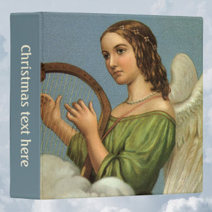 Classeur Noël vintage, Ange victorien avec Harpe musicale