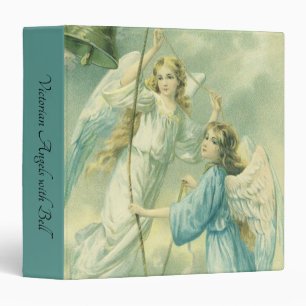 Classeur Noël vintage, anges victoriens avec une cloche